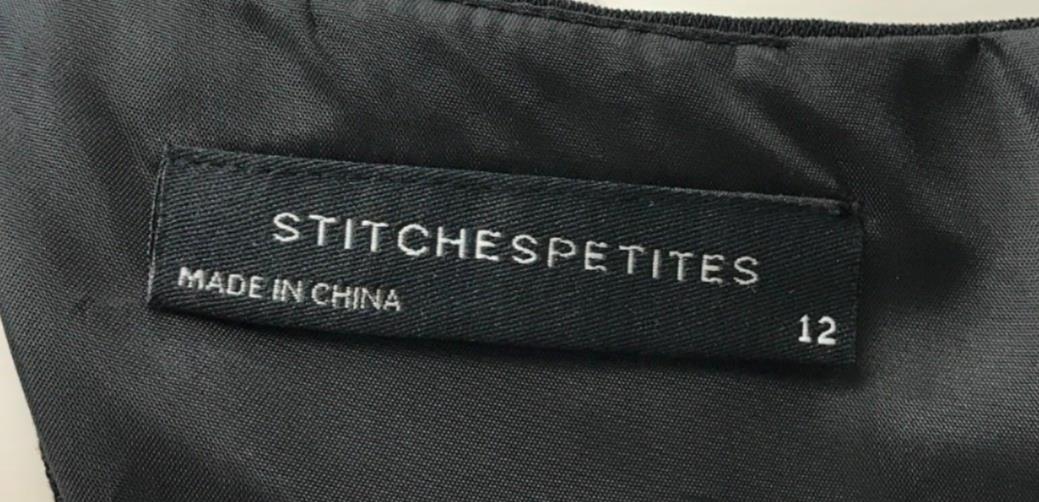 stitches-petites-black-high-neck-mini-dress-polyester-ladies-size-12-new