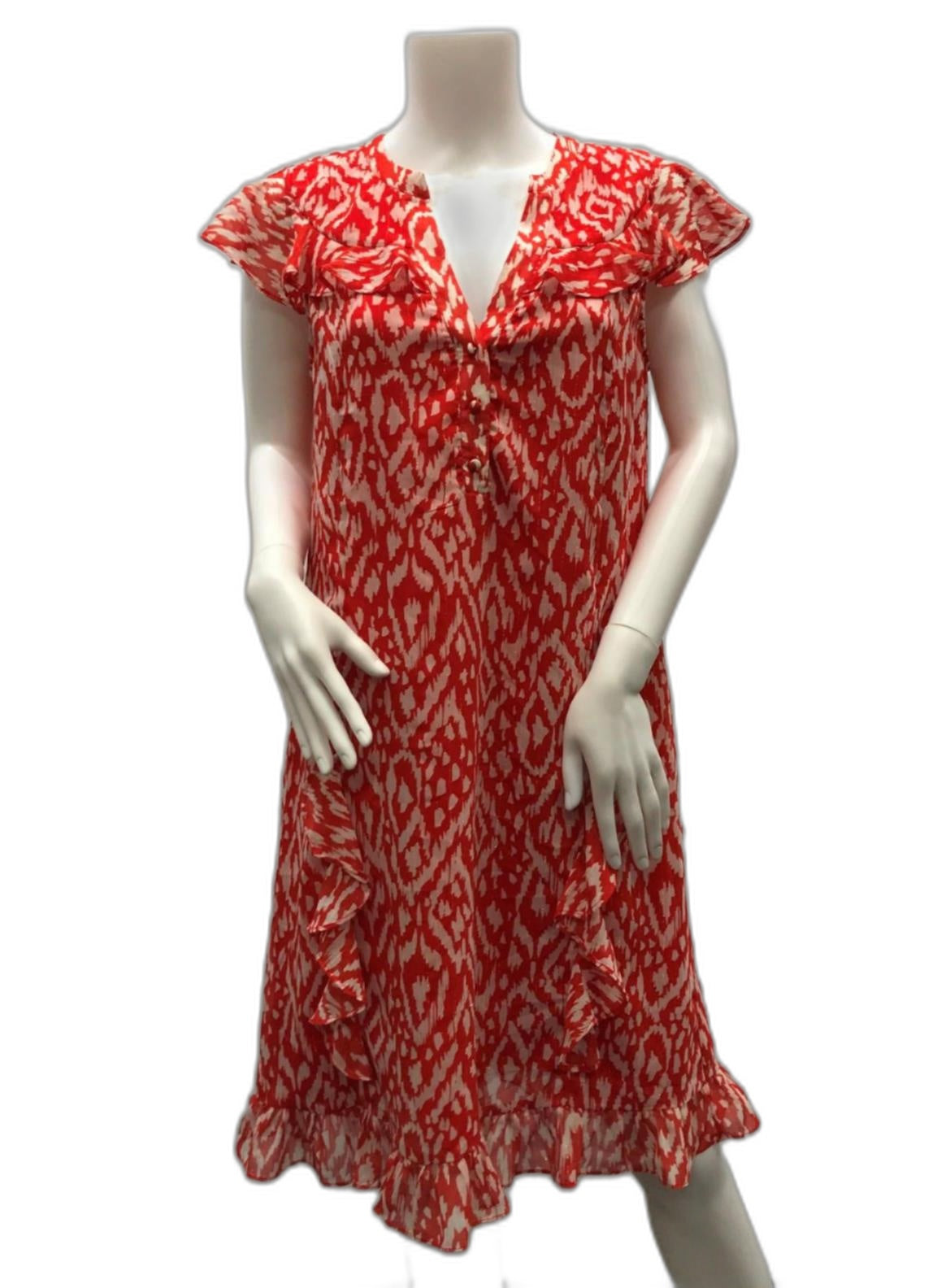 Jane Lamerton Red & White Frill Flowy Midi Dress Ladies Size 10 NEW