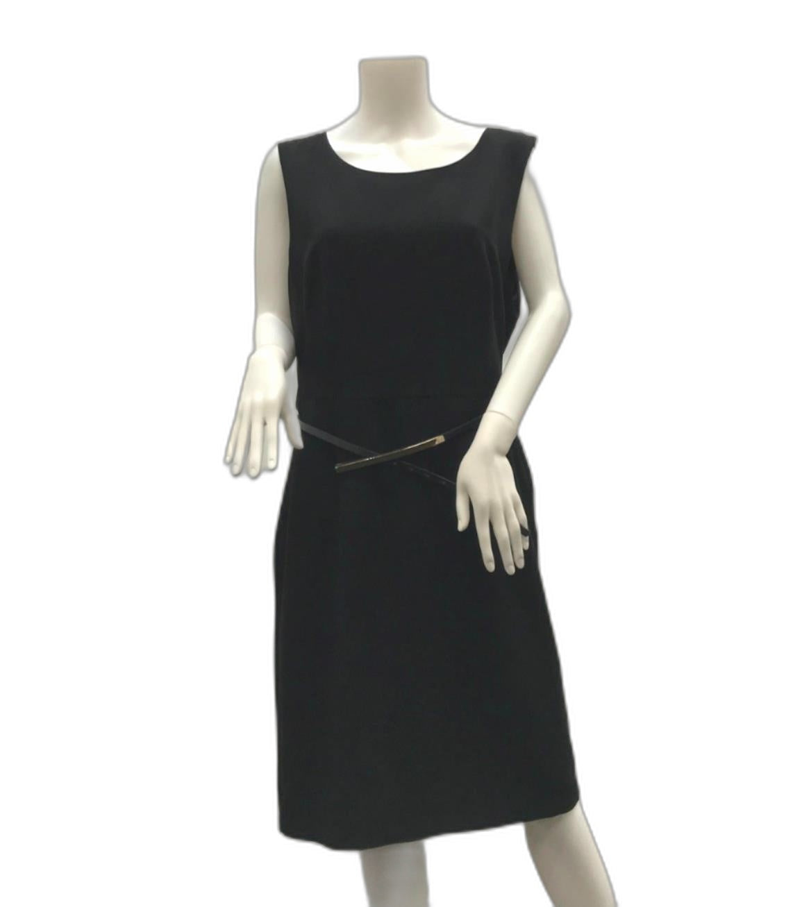 Diana Ferrari Black Polyester Pencil Dress W/ Belt Ladies Size 16 NEW