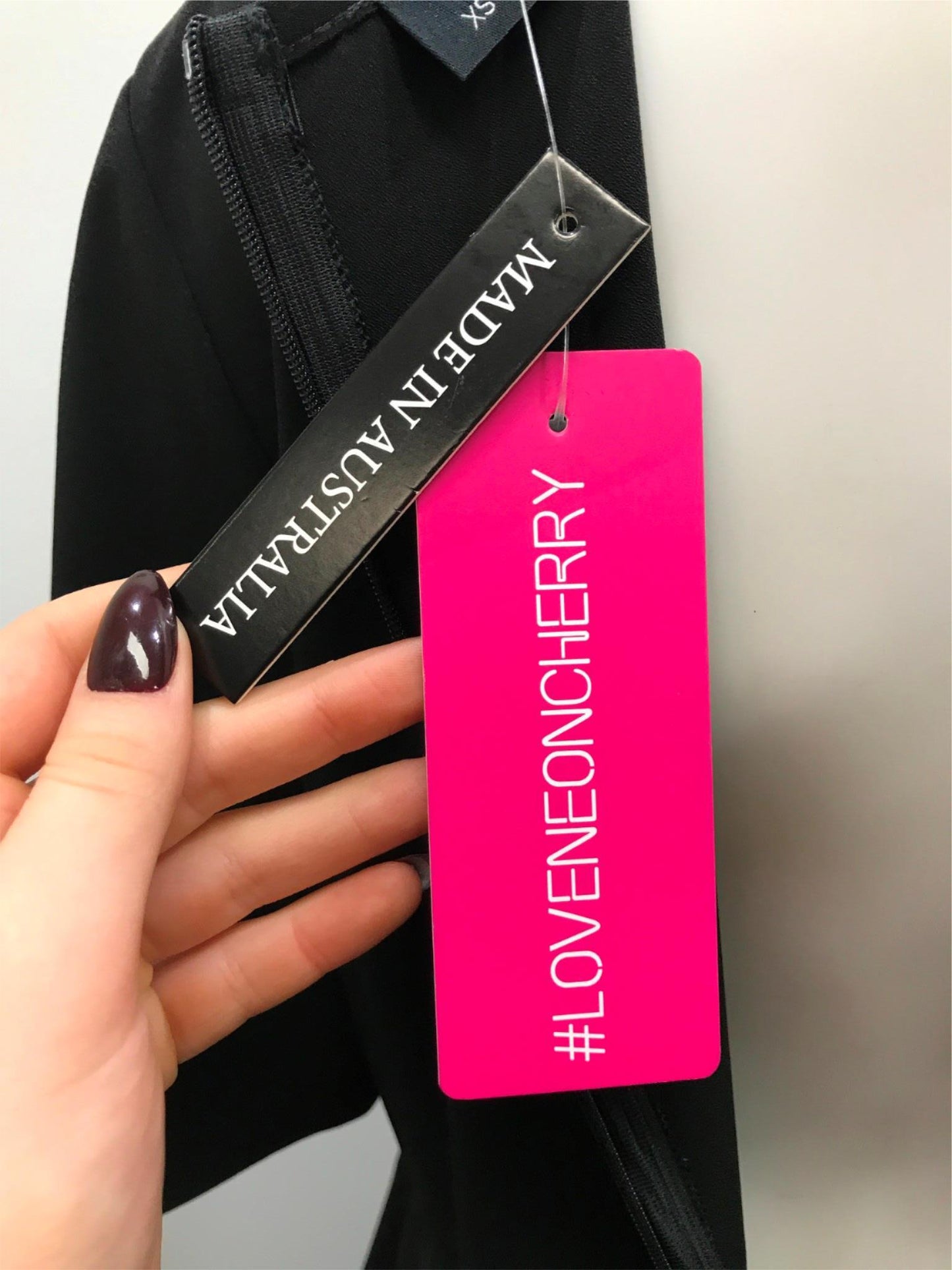 neon-cherry-australian-made-black-zip-back-midi-dress-ladies-size-xs-new