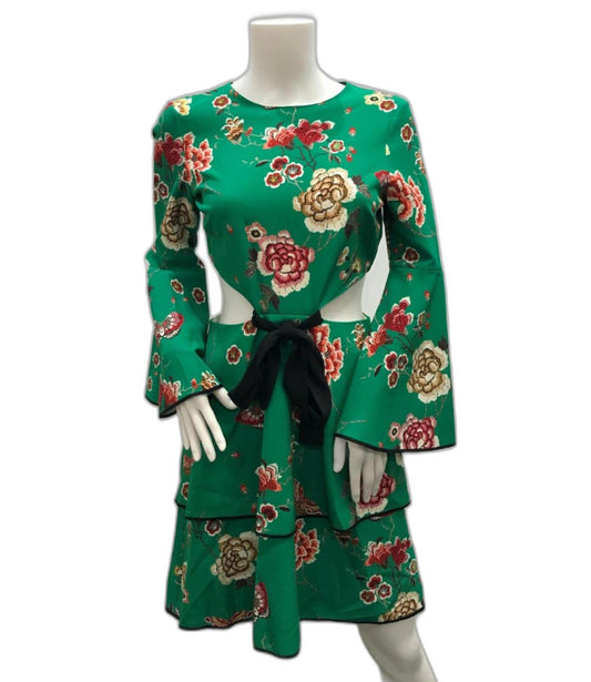 Zara Woman Green Floral Long Sleeve Mini Dress Ladies Size S NEW