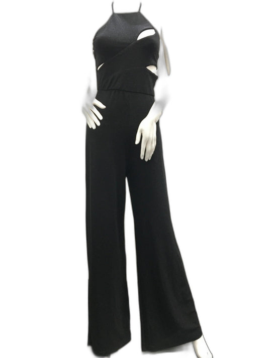 runaway-danica-stretch-halterneck-jumpsuit-black-ladies-sz-12-new-zw