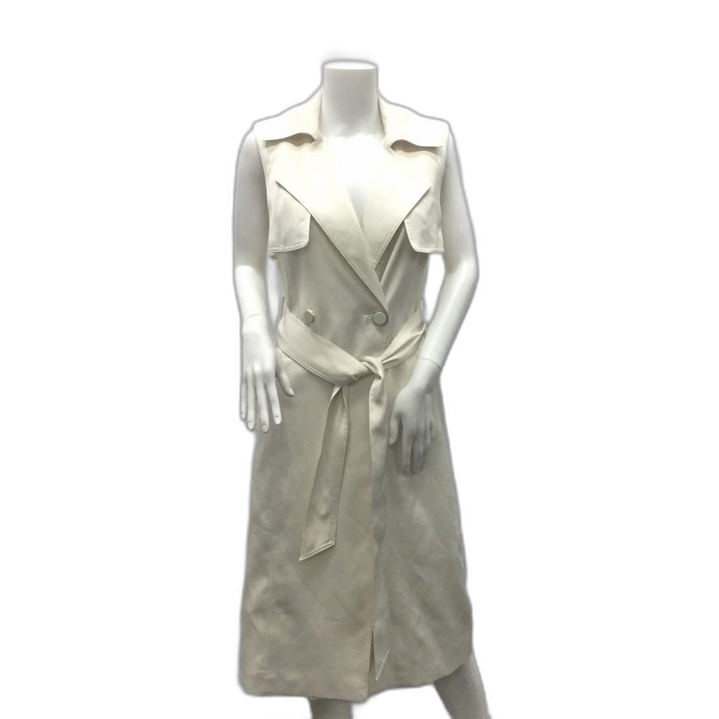 Portman'S Cream Sleeveless Double Breasted Long Trench Coat Women'S Size 6 NEW