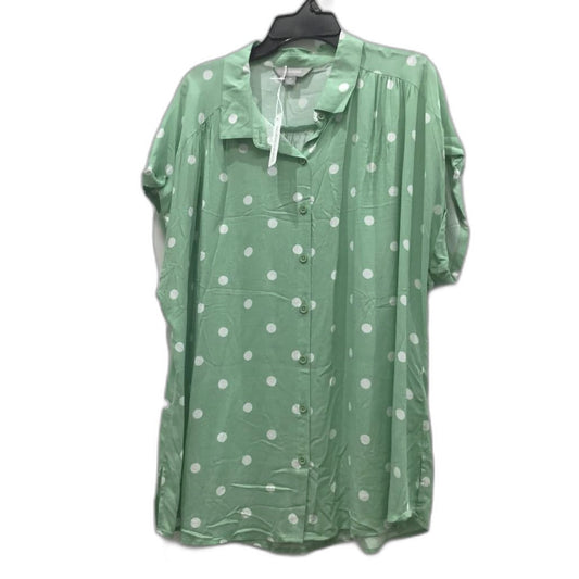 Susanne Grae Sift Sage Green Polka Dot Button Up Blouse Ladies Size 14 NEW