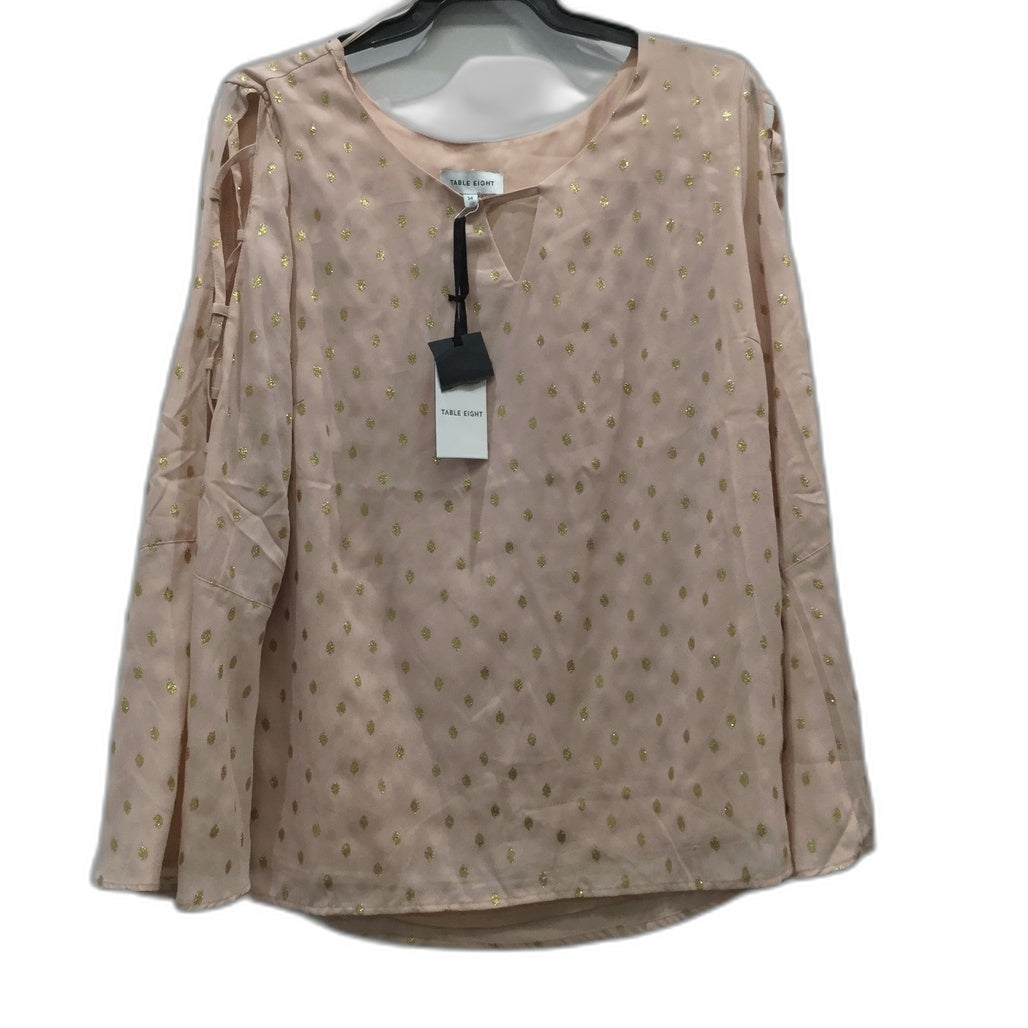 table-eight-open-sleeve-peach-gold-glitter-polka-dots-blouse-ladies-size-14-new-z8