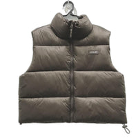 Everlast Chocolate Brown Zip Up Cropped Winter Puffer Vest Ladies Size 12 NEW