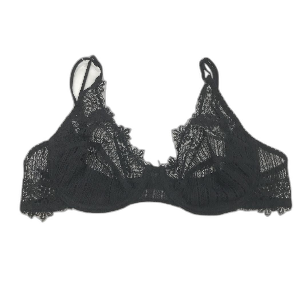 Faber Italian Made Black Floral Lace Embroidered Bra C Cup Ladies Size I3/L NEW