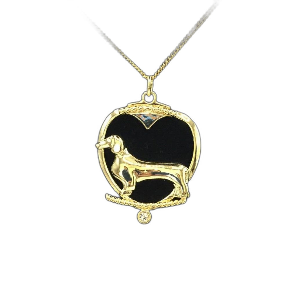 Deva Australia Jewels Of Nature 18K Gold Plated Dachshud Cz Pendant NEW