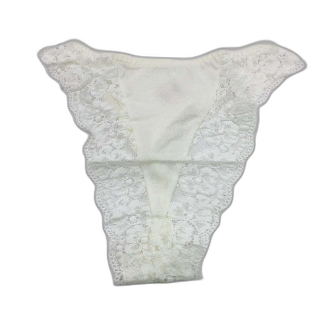 Manufat Ivory Lace Accented Tanga Thong Underwear Italy Made Lds Size (I2) S NEW