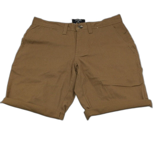 jay-jays-chino-cotton-blend-fold-up-cuff-stretch-shorts-brown-mens-size-28-new-s3