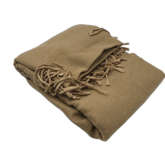 PFLife Super Soft 2T Tan Wool & Cashmere Blend Shawl Scarf In Gift Box OSFM NEW