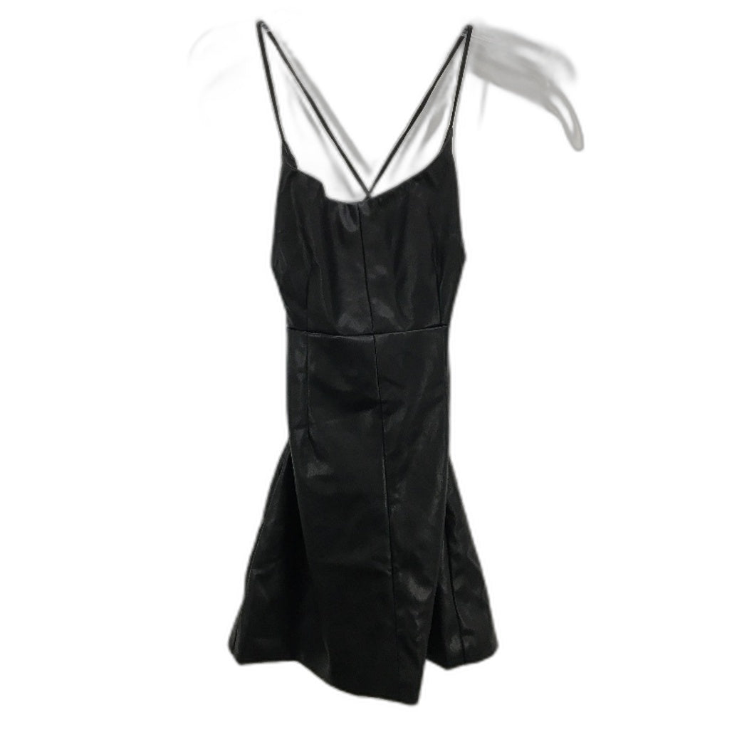 Alice In The Eve Black Sleeveless Strappy Back Faux Leather Mini Dress Sz S NEW