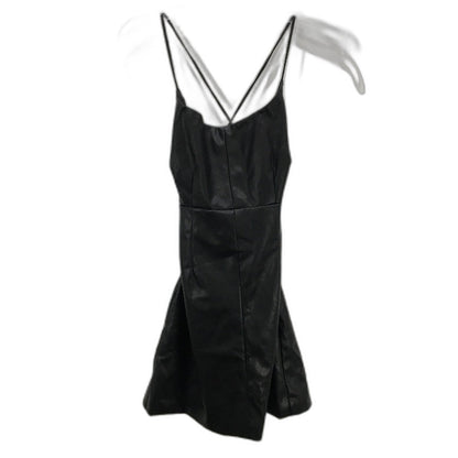 Alice In The Eve Black Sleeveless Strappy Back Faux Leather Mini Dress Sz S NEW