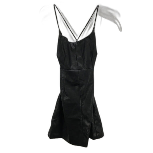 Alice In The Eve Black Sleeveless Strappy Back Faux Leather Mini Dress Sz S NEW