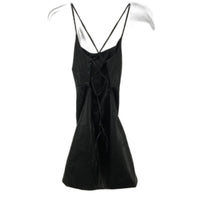 Alice In The Eve Black Sleeveless Strappy Back Faux Leather Mini Dress Sz S NEW