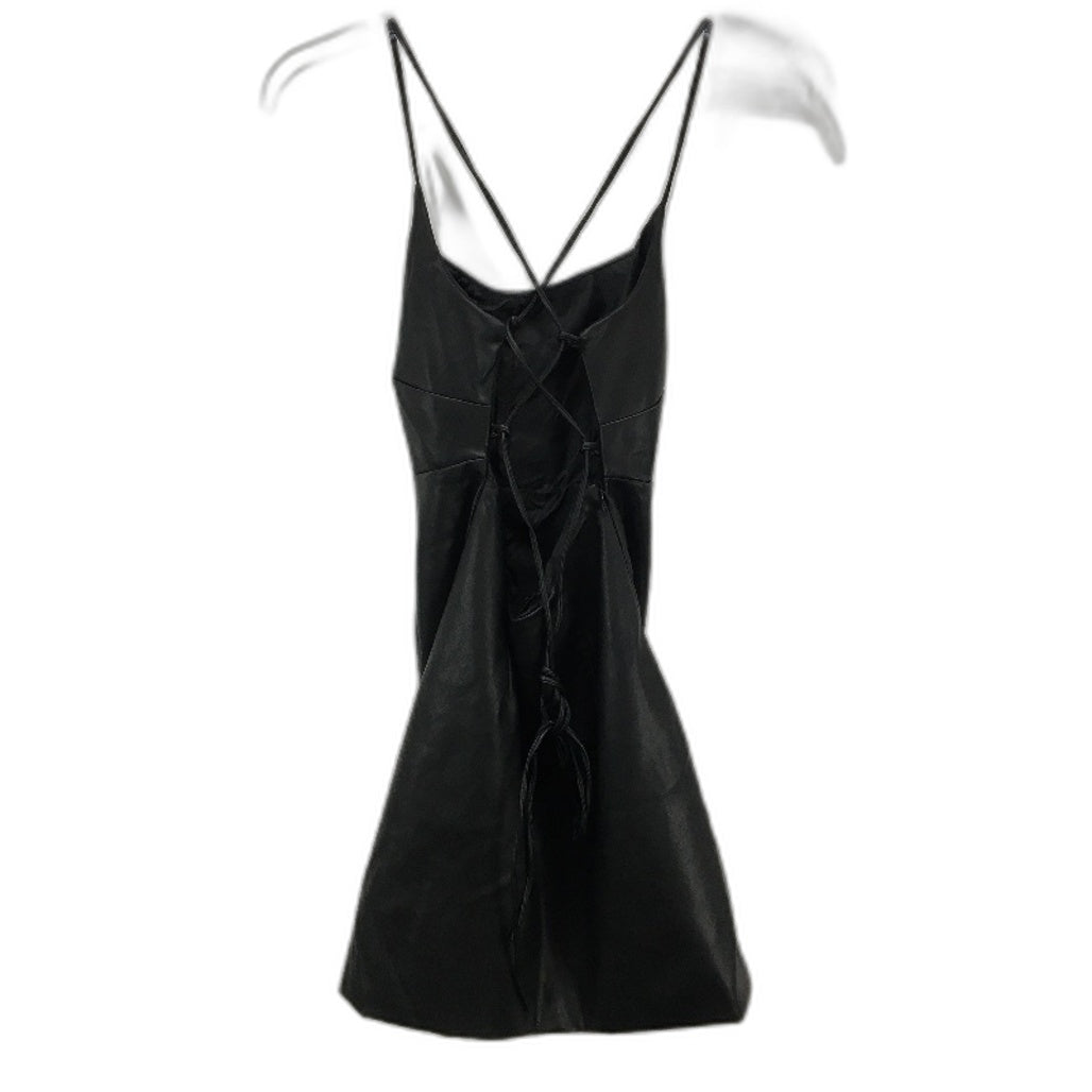 Alice In The Eve Black Sleeveless Strappy Back Faux Leather Mini Dress Sz S NEW