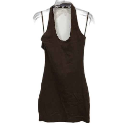 General Pants Brown Cotton Blend Halter Neck Ribbed Mini Dress Ladies Sz L NEW