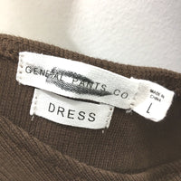 General Pants Brown Cotton Blend Halter Neck Ribbed Mini Dress Ladies Sz L NEW