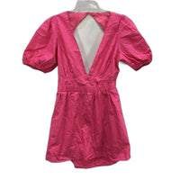 Subtitled Pink Cotton Piper Puff Sleeve Backless Mini Dress Ladies Size XL NEW