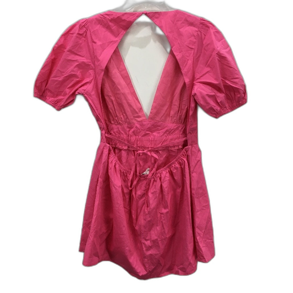 Subtitled Pink Cotton Piper Puff Sleeve Backless Mini Dress Ladies Size XL NEW