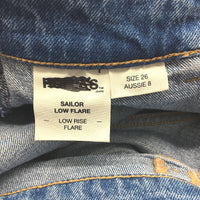 Rollas Organic Cotton Sailor Low Rise Flare Blue Denim Jeans Ladies Size 8 NEW