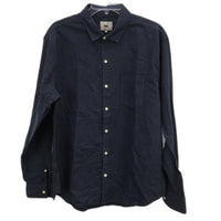 Arvust Grover Long Sleeve Button Up Relaxed Fit Navy Shirt Mens Size Large NEW