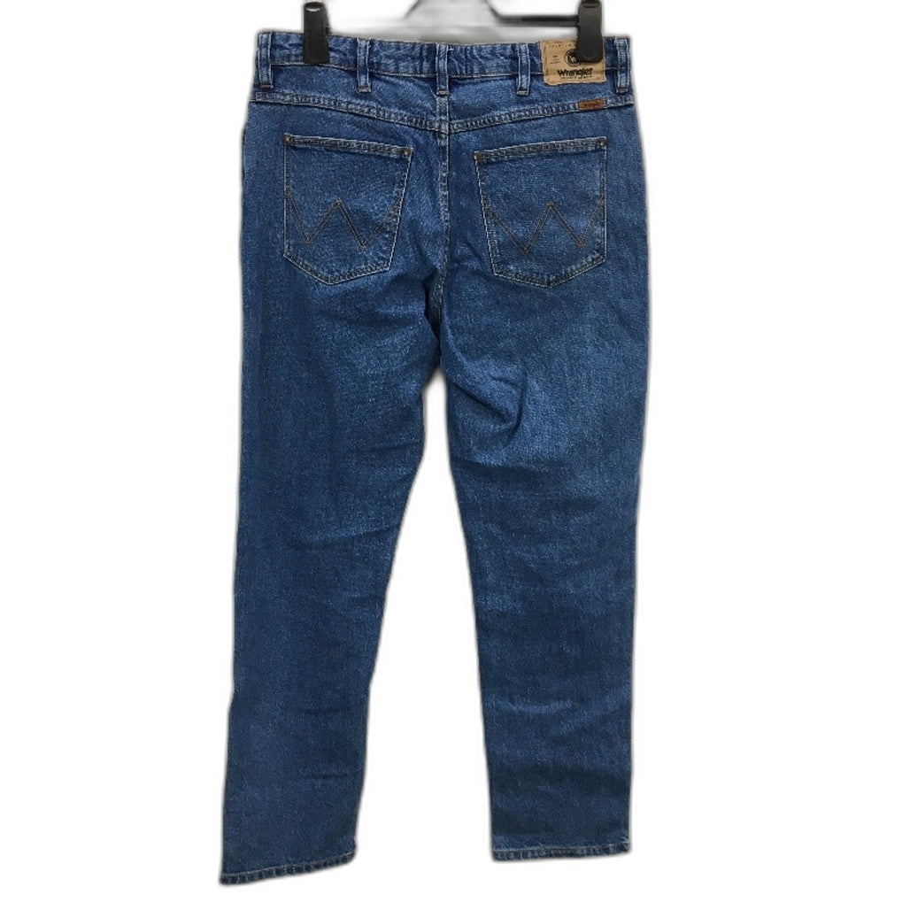 Wrangler Button Fly Eazy Straight Blue Wash Denim Jeans Mens Size 32 NEW