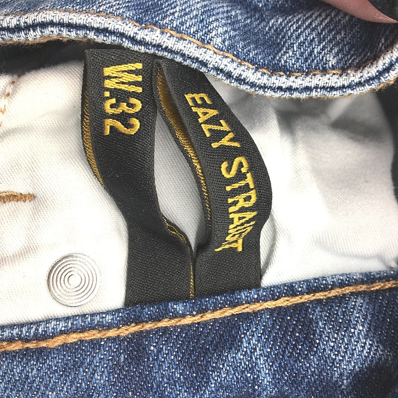 Wrangler Button Fly Eazy Straight Blue Wash Denim Jeans Mens Size 32 NEW