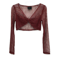Alice in the eve Emery Shimmer Mesh Long Sleeve Red Top Ladies Size Medium NEW