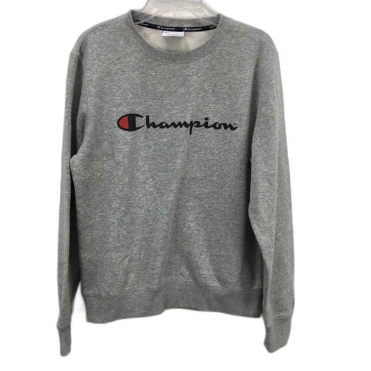 Champion Logo Print Grey Marle Fleece Sweatshirt Mens Size Small