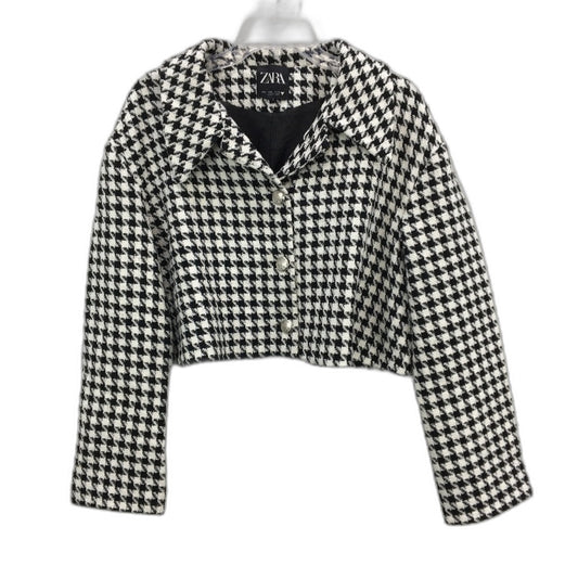ZARA Houndstooth Black and White Cropped Blazer Jacket Ladies Size Medium