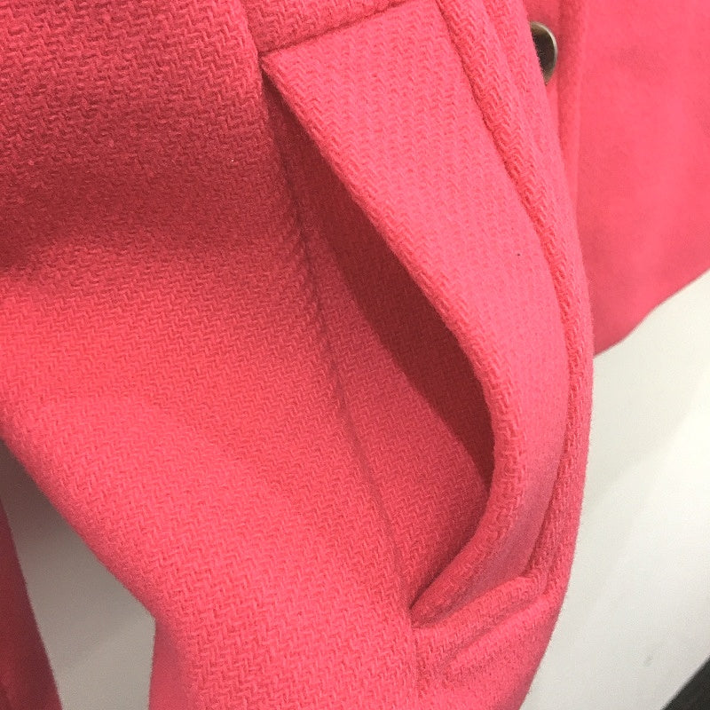 Talbots Petites Floral Print Lining Pink Double Breasted Peacoat Ladies Size 4P