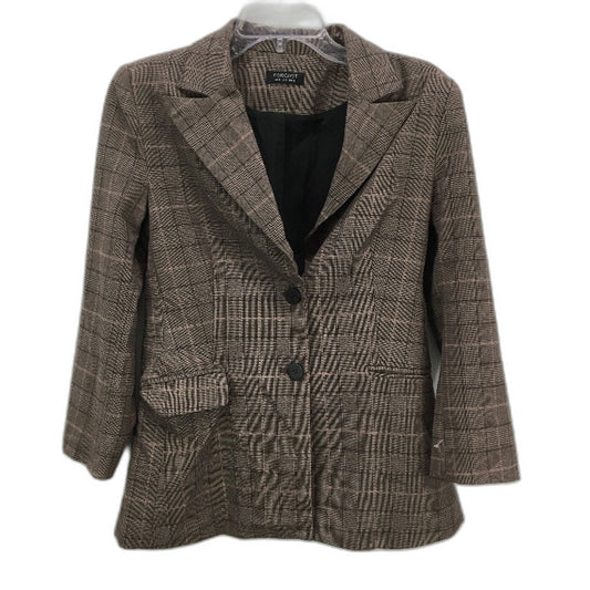 Forcast Double Breasted Mocha Brown Plaid Blazer Jacket Ladies Size AU 8