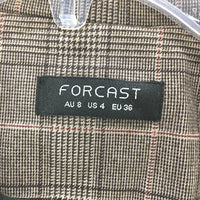 Forcast Double Breasted Mocha Brown Plaid Blazer Jacket Ladies Size AU 8
