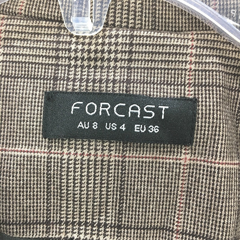 Forcast Double Breasted Mocha Brown Plaid Blazer Jacket Ladies Size AU 8