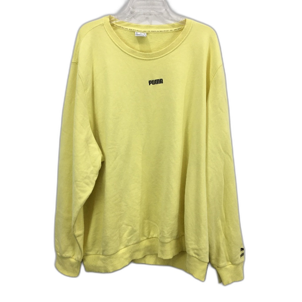Puma Logo Monogram Lemon Yellow Crew Neck Sweatshirt Mens Size 4XL