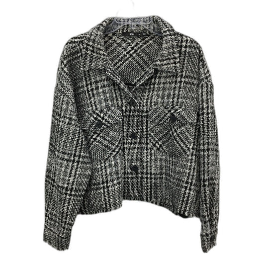 Sportsgirl Fringed Trim Cropped Black White Tweed Jacket Ladies Size AU 16