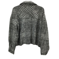 Sportsgirl Fringed Trim Cropped Black White Tweed Jacket Ladies Size AU 16