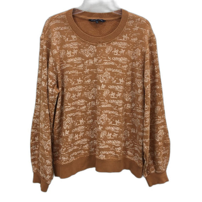 French Connection Cowboy Western Pattern Clay Brown Sweatshirt Ladies Sz Medium