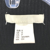 H&M Stretch Ribbed Knitted Black Jewel Neck Top Ladies Size Small
