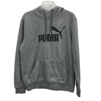 Puma Monogram Logo Grey Marle Fleece Pullover Hoodie Mens Size Medium