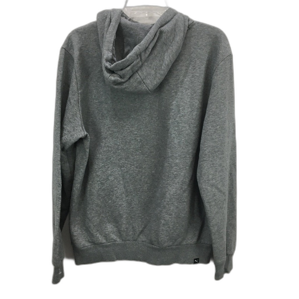 Puma Monogram Logo Grey Marle Fleece Pullover Hoodie Mens Size Medium