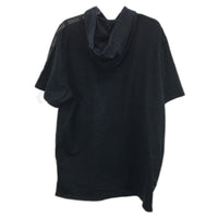 Puma Logo Graphic Print Short Sleeve Black Hooded Training Top Mens Size XL