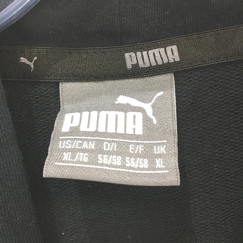 Puma Logo Graphic Print Short Sleeve Black Hooded Training Top Mens Size XL