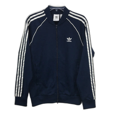 Adidas Trefoil Navy White Stripe Tracksuit Zip Up Jacket Mens Size Medium