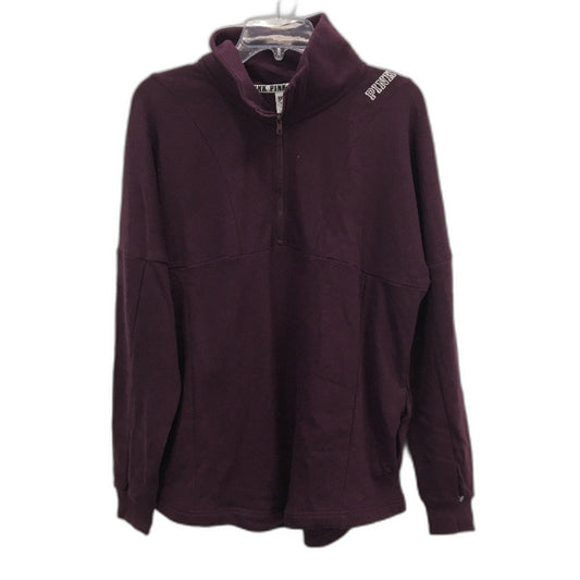 Victoria's Secret Pink Quarter Zip Burgundy Fleece Sweatshirt Ladies Size Small