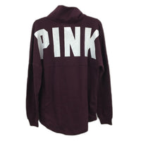 Victoria's Secret Pink Quarter Zip Burgundy Fleece Sweatshirt Ladies Size Small