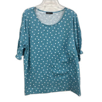 Regatta Curve Turquoise White Polka Dot Flounce Sleeve Top Ladies Size 20