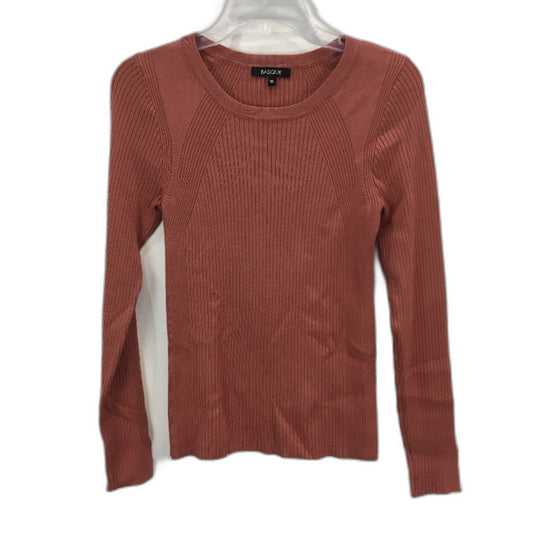 Basque Ribbed Knit Round Neck Stretch Brick Red Sweater Ladies Size AU 10