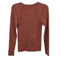 Basque Ribbed Knit Round Neck Stretch Brick Red Sweater Ladies Size AU 10